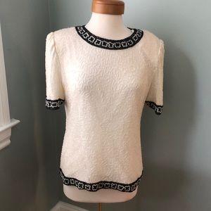 Lawrence Kozar vintage silk beaded top size large